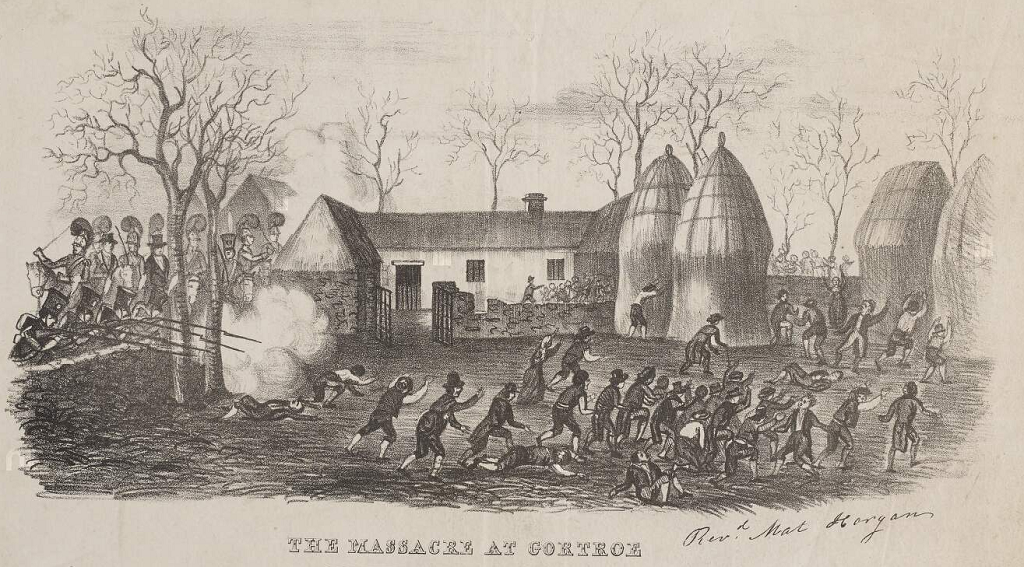 The Massacre at Gortroe, a lithograph published in August 1848