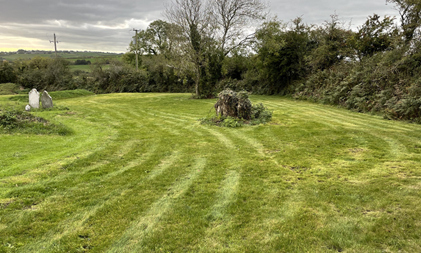 Open grass area in the graveyard