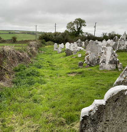Side view of grave area
